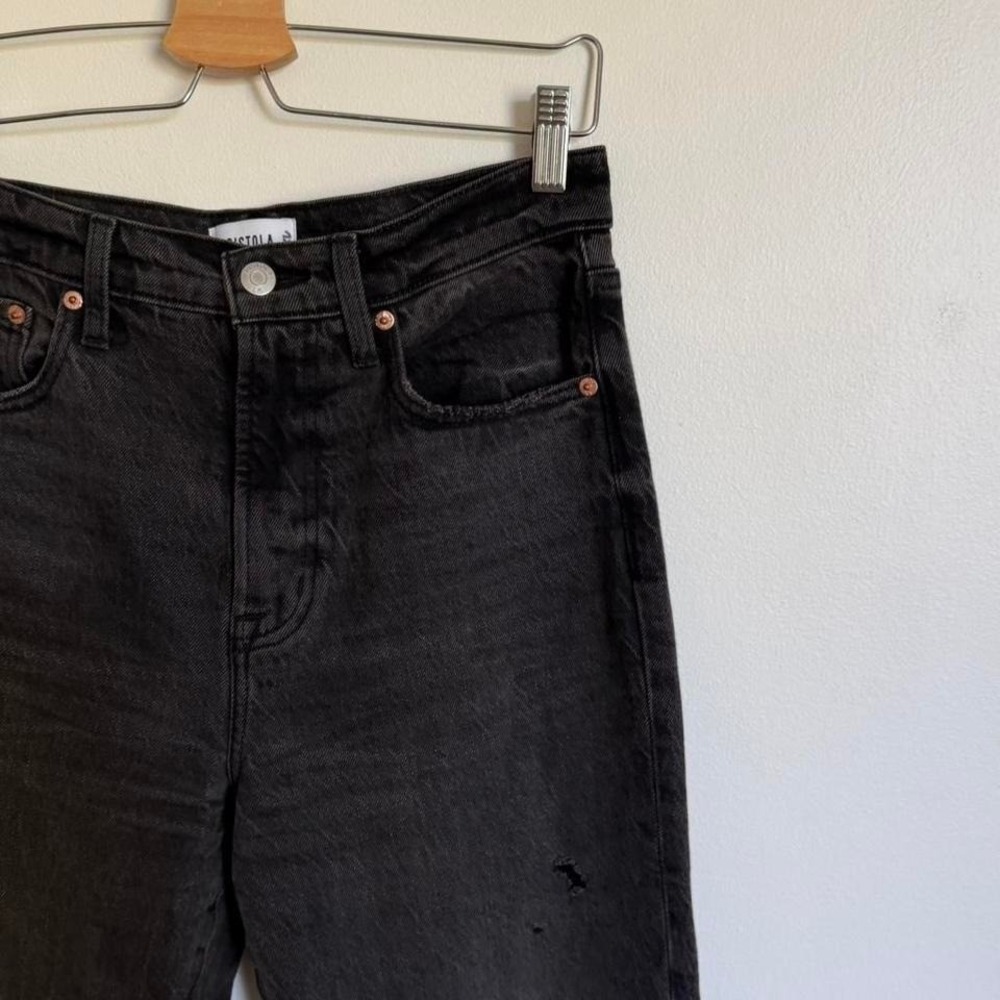Pistola Black Straight Leg Jeans | High Rise Vintage Wash Denim Size 27 - Picture 4 of 7